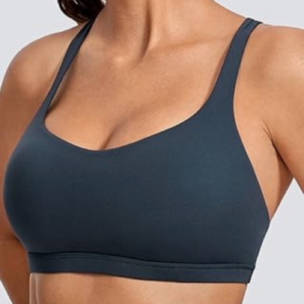 CRZ YOGA Women's Strappy Yoga Sports Bra; Criss-Cross Back, Wireless, Pa…